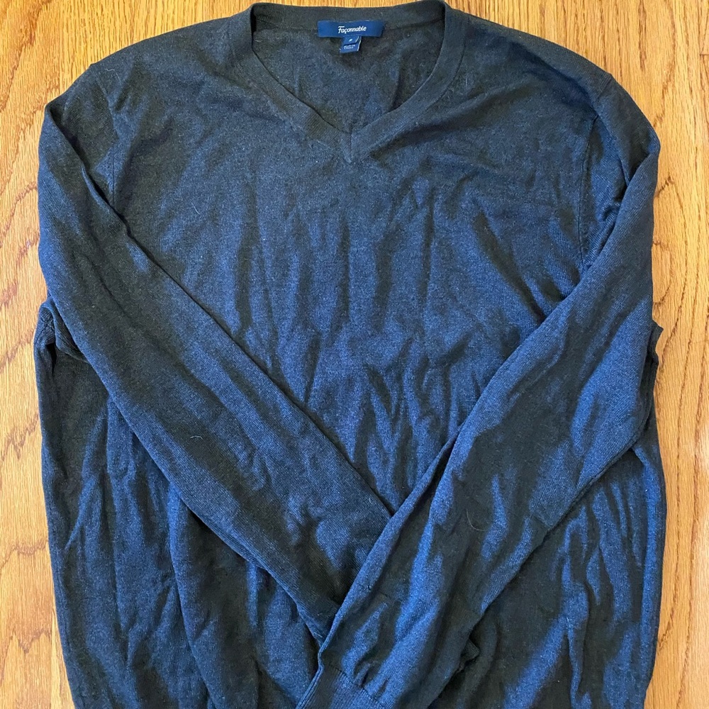 Men’s silk blend dark grey sweater.